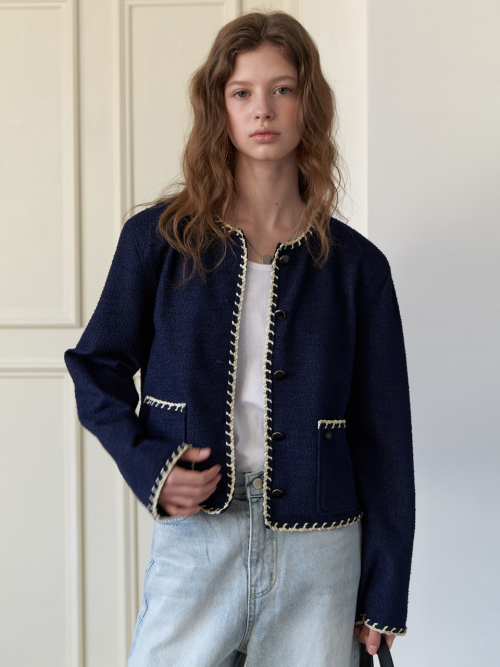 A POCKET TWEED JACKET_NAVY