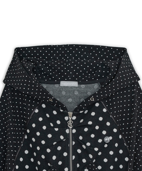 トップス hugyourskin Dot Big Pocket Hoodie Black MUSINSA | HUG YOUR SKIN Dot Big Pocket Hoodie Zip-Up (Black)