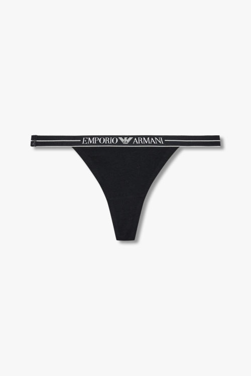 EMPORIO ARMANI UNDERWEAR женские хлопковые стринги с логотипом Black 0825110517