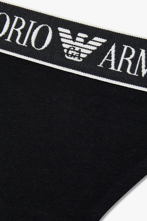 EMPORIO ARMANI UNDERWEAR женские хлопковые стринги с логотипом Black 0825110517