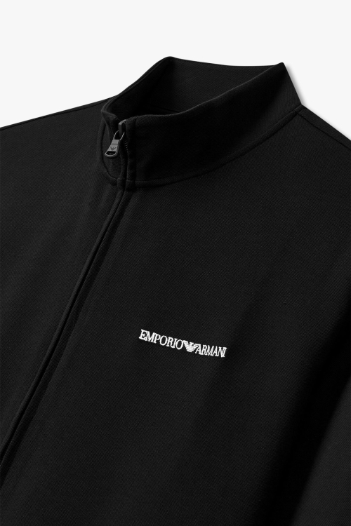 EMPORIO ARMANI UNDERWEAR мужской лого-зип худи с высоким воротом — Black 0815138002