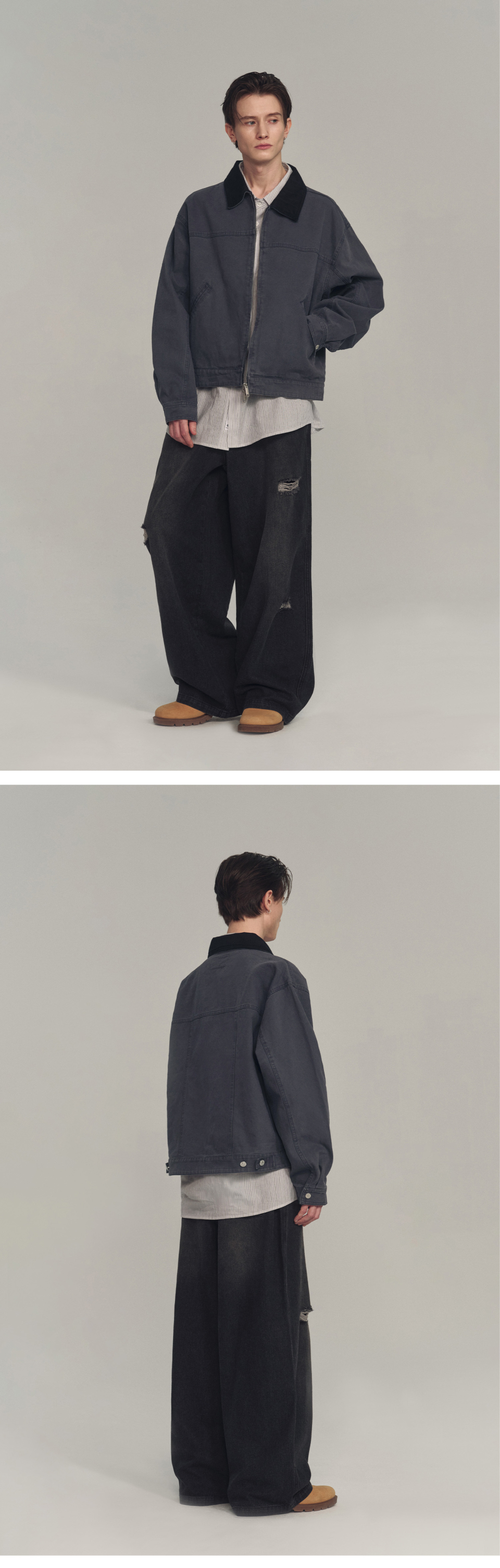 ★ Urbandtype.★ Vintage Washed Cotton Crop Jacket Navy UBE MUSINSA | URBANDTYPE Vintage Washed Cotton Crop Jacket_Navy