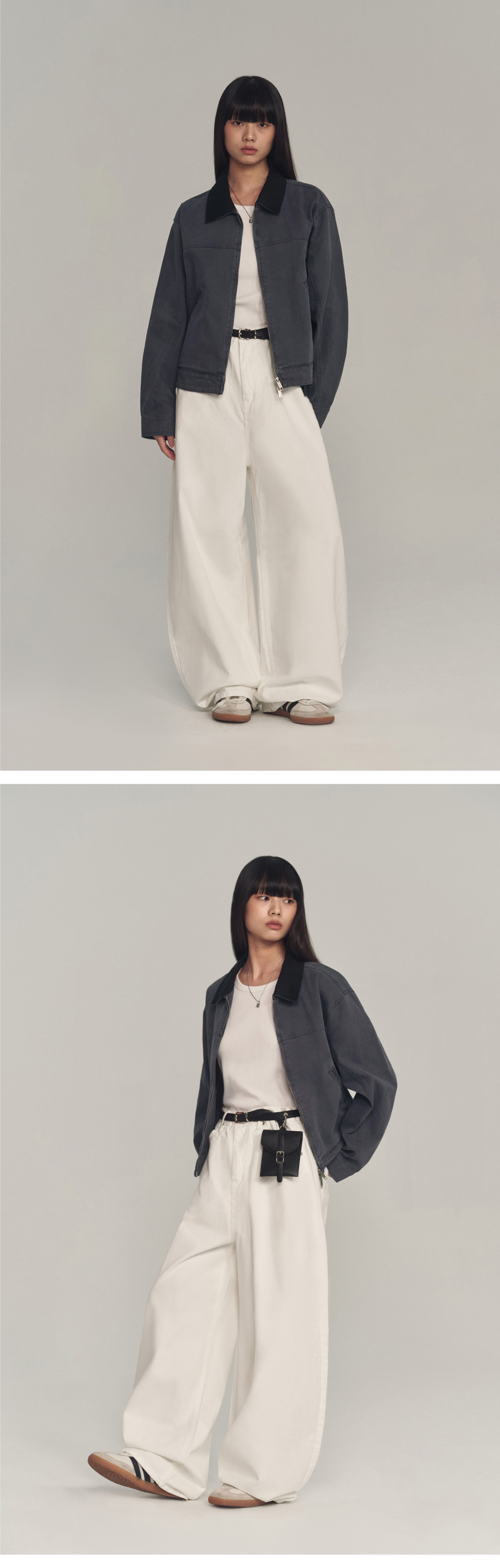 MUSINSA | URBANDTYPE Vintage Washed Cotton Crop Jacket_Navy