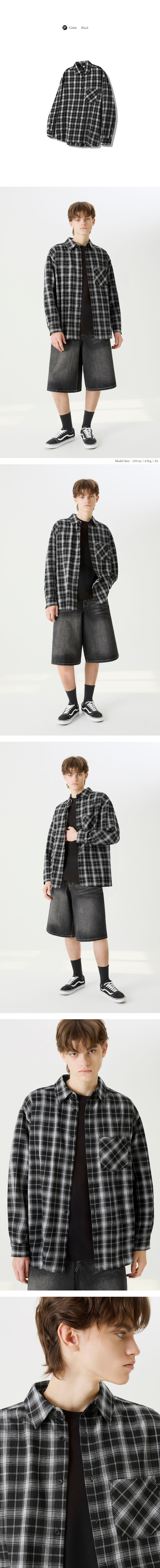 MUSINSA公式 | TRILLION One Pocket Overfit Plaid Check Shirt