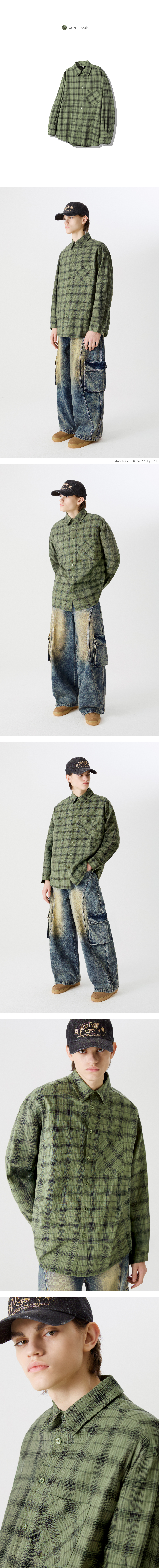MUSINSA公式 | TRILLION One Pocket Overfit Plaid Check Shirt