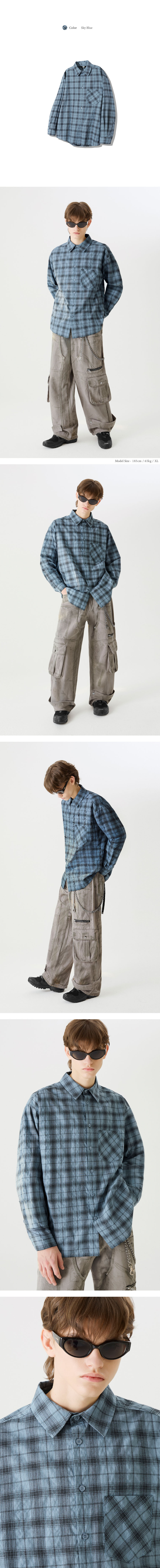 MUSINSA公式 | TRILLION One Pocket Overfit Plaid Check Shirt