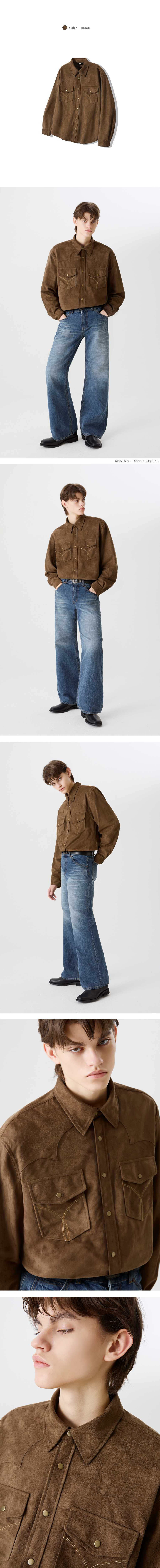 ★TRILLION★2025SS 新作★Western two pocket suede shirt★3色 MUSINSA | TRILLION Western Two Pocket Embroidered Suede