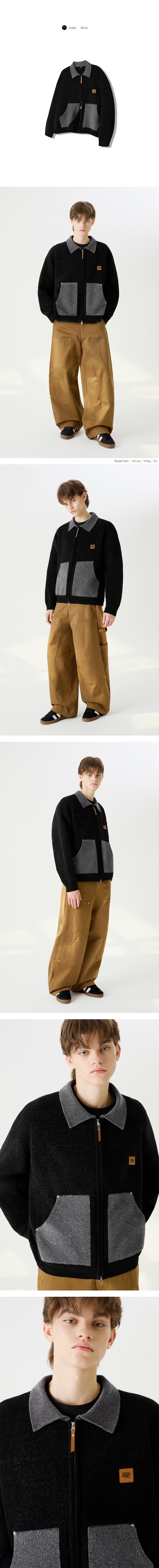 ジャケットその他 TRILLION Color Work Collar Zip Up Knit Jacket 5JH476 MUSINSA | TRILLION Color Work Collar Zip-Up Knit Jacket
