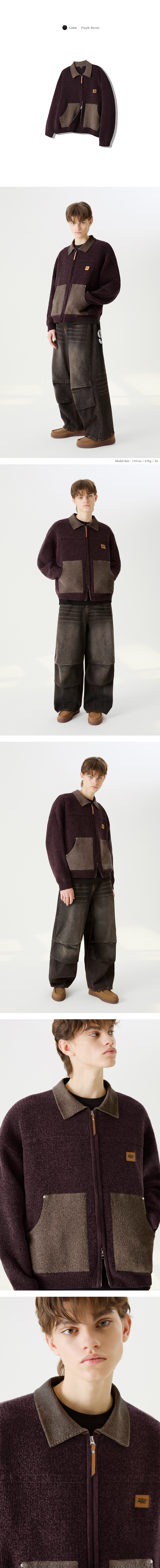 ジャケットその他 TRILLION Color Work Collar Zip Up Knit Jacket 5JH476 MUSINSA | TRILLION Color Work Collar Zip-Up Knit Jacket