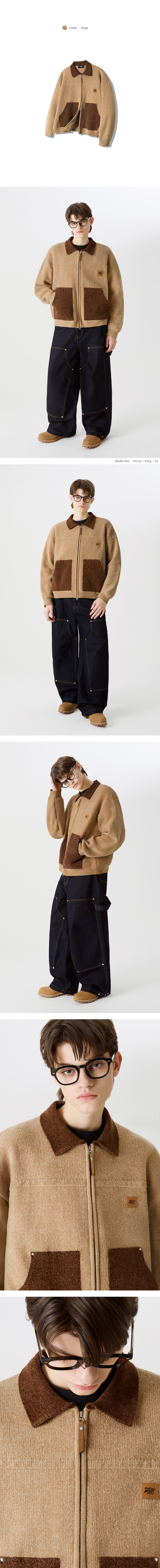 ジャケットその他 TRILLION Color Work Collar Zip Up Knit Jacket 5JH476 MUSINSA | TRILLION Color Work Collar Zip-Up Knit Jacket