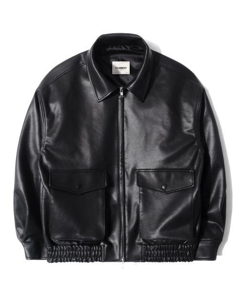 RG Synthetic Leather Pocket Jacket (Black)