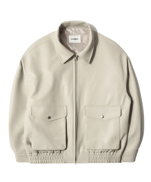 RG Synthetic Leather Pocket Jacket (Cream)