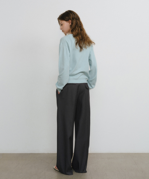 Peter one-tuck wide slacks