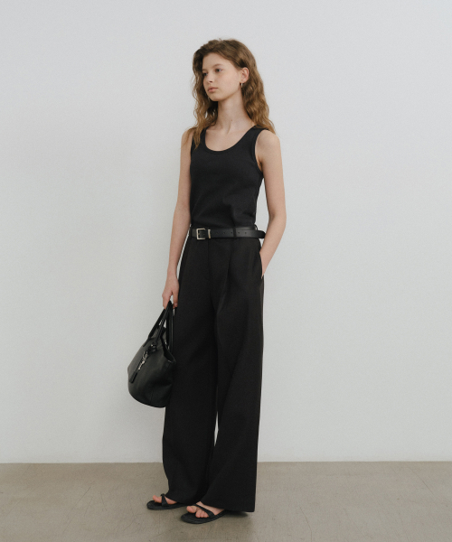 Peter one-tuck wide slacks