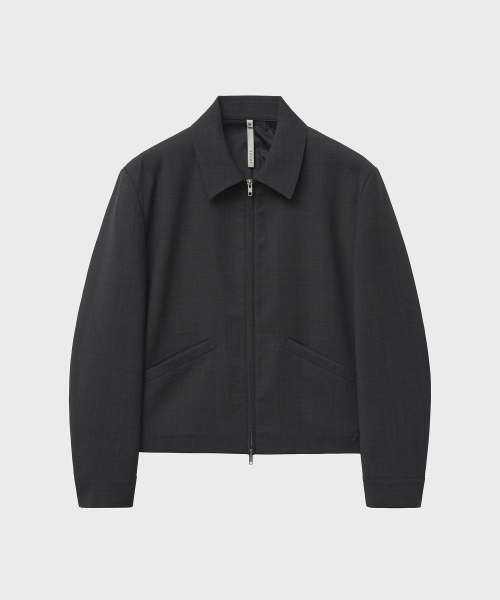 Шерстяной укороченный жакет на молнии (Grey)