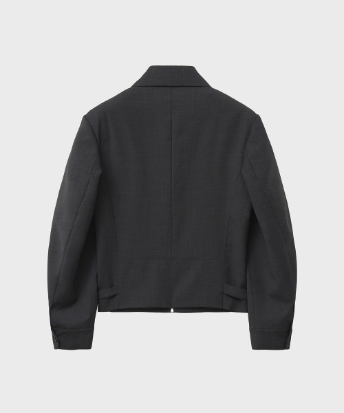 Шерстяной укороченный жакет на молнии (Grey)