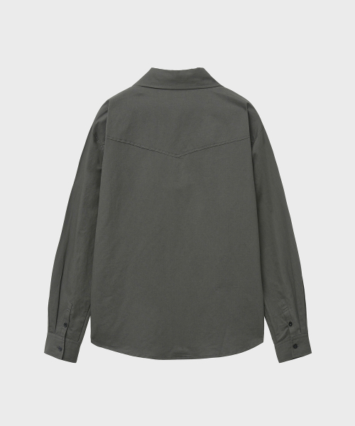 Свободная рабочая рубашка из льна и хлопка (Greyish Khaki)