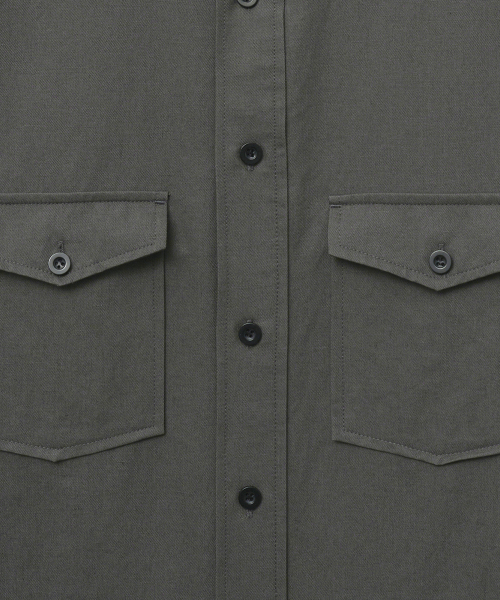 Свободная рабочая рубашка из льна и хлопка (Greyish Khaki)