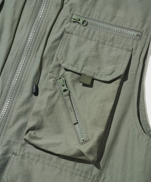 SAFARI HOOD VEST_L.GREEN