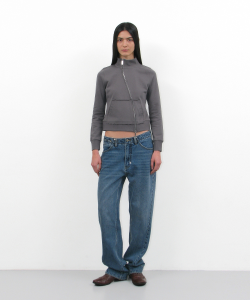 Асимметричная толстовка на молнии Cutoff 93 - Charcoal