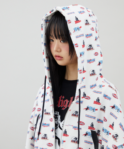 Худи на молнии LALA PATTERN HOODIE ZIP-UP WHITE BR2CJ005