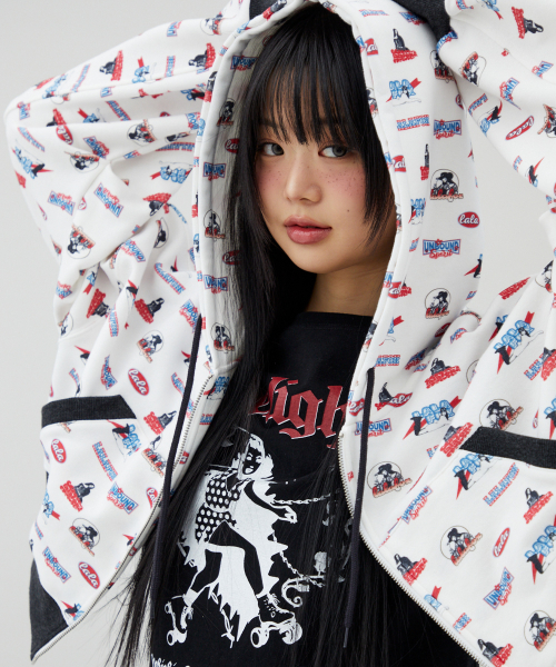 Худи на молнии LALA PATTERN HOODIE ZIP-UP WHITE BR2CJ005