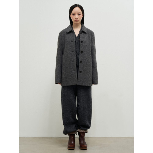 Melange Wool Blend Half Car пальто Grey