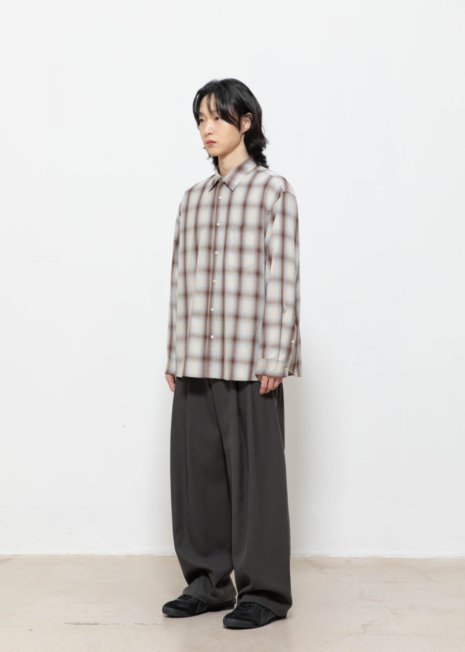 MUSINSA | BEGIN202 Ombre Check Shirt [Brown x Blue]