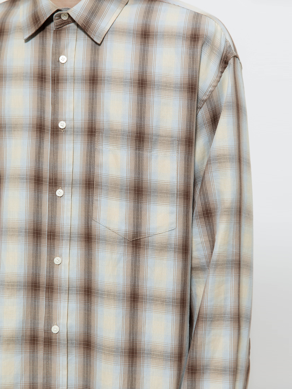 MUSINSA | BEGIN202 Ombre Check Shirt [Brown x Blue]