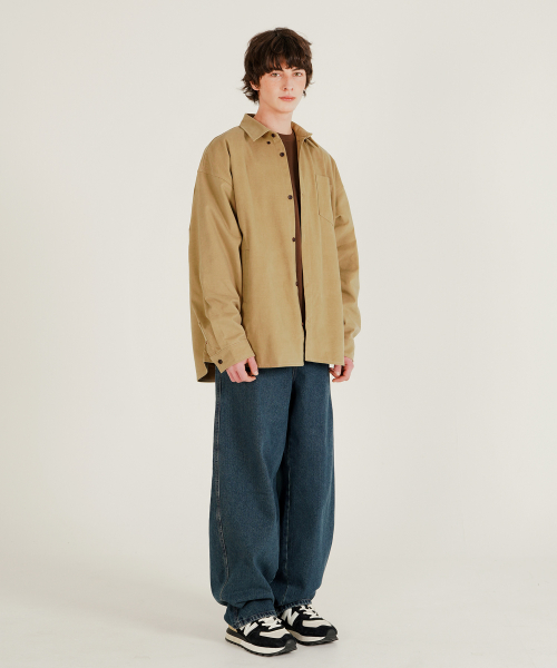Оверсайз рубашка Duff из персикового хлопка Beige MJLS7774