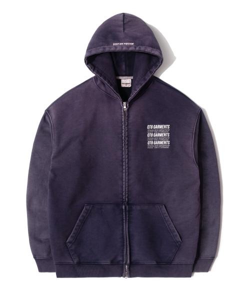 OC Slogan Washed Zip-up hoodie (Navy)