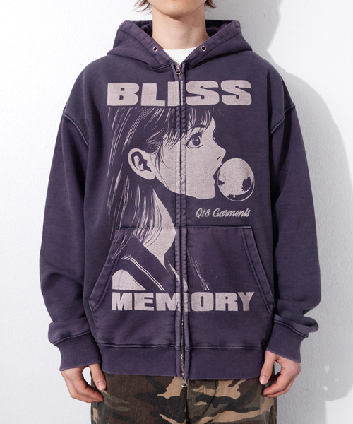 OC Bliss Washed Zip-up hoodie (Navy)