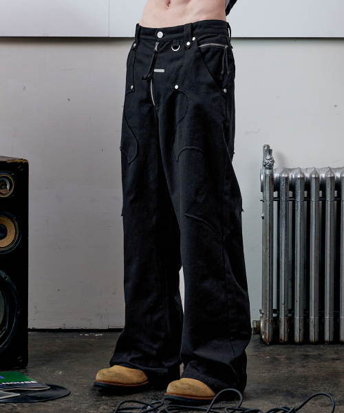 WESTERN BOOTS CUT PANTS BLACK