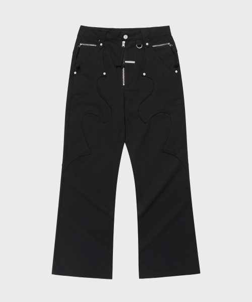 WESTERN BOOTS CUT PANTS BLACK