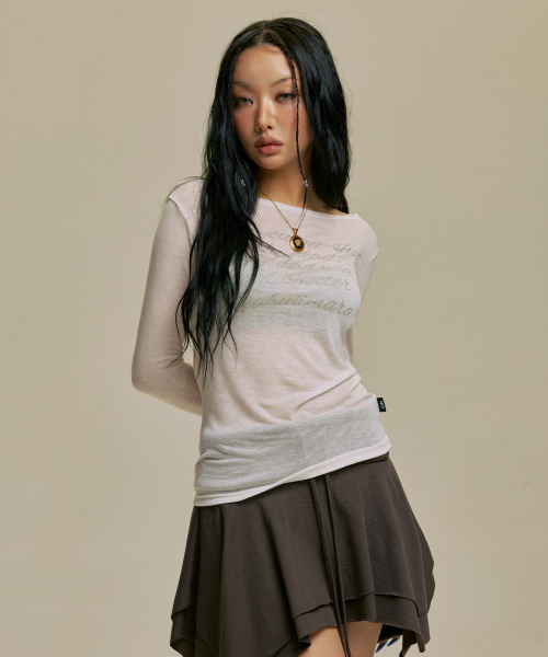 LETTERING SHEER LONG SLEEVE_WH
