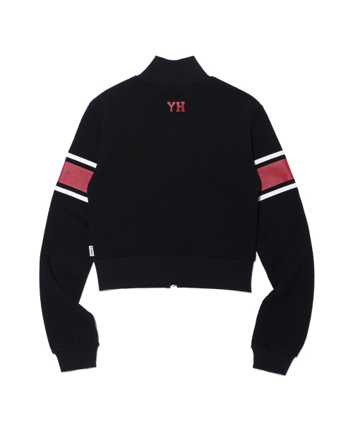 YOUHEE CROPPED SWEAT ZIP-UP BLACK
