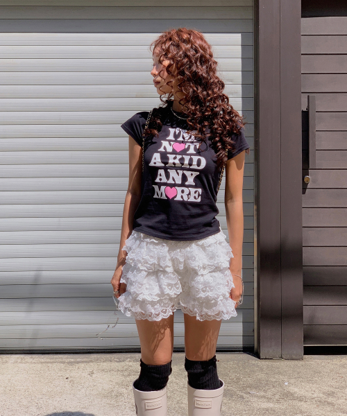 LACE BALLOON SKIRT SHORTS WHITE