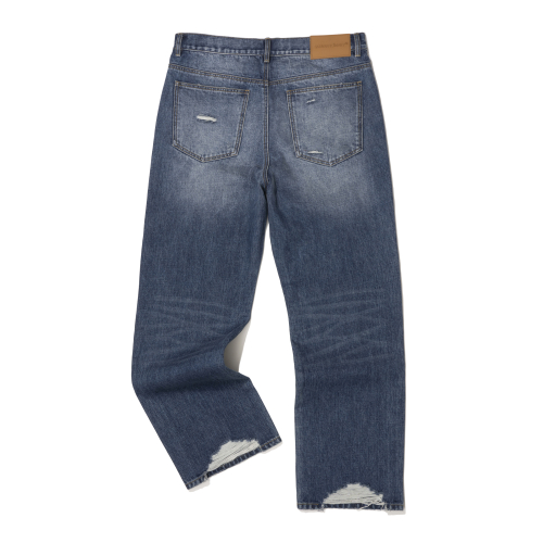 DAMAGE DENIM PANTS D/BLUE