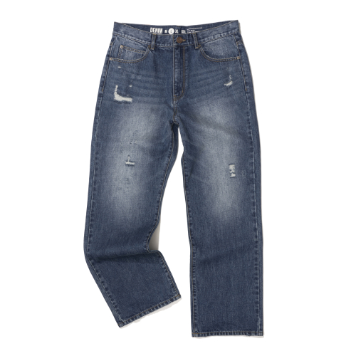 DAMAGE DENIM PANTS D/BLUE