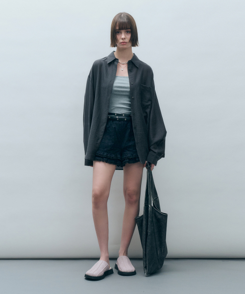 Свободная прозрачная рубашка из тенселя Charcoal MDSH019CHARCOAL