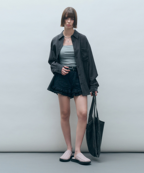 Tencel sheer loose-fit shirt charcoal MDSH019CHARCOAL view 5
