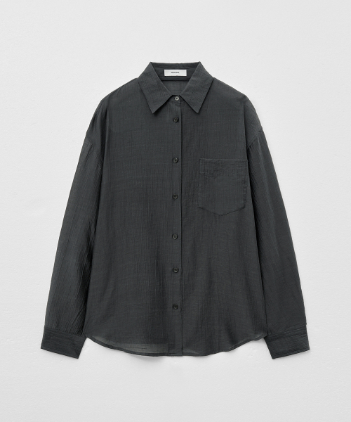 Tencel sheer loose-fit shirt charcoal MDSH019CHARCOAL view 6