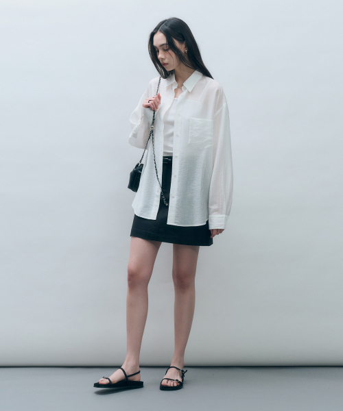 Свободная прозрачная рубашка из тенселя White MDSH019WHITE