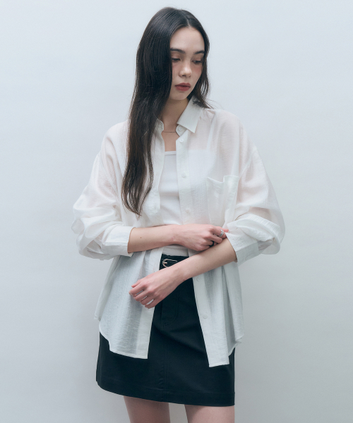 Свободная прозрачная рубашка из тенселя White MDSH019WHITE