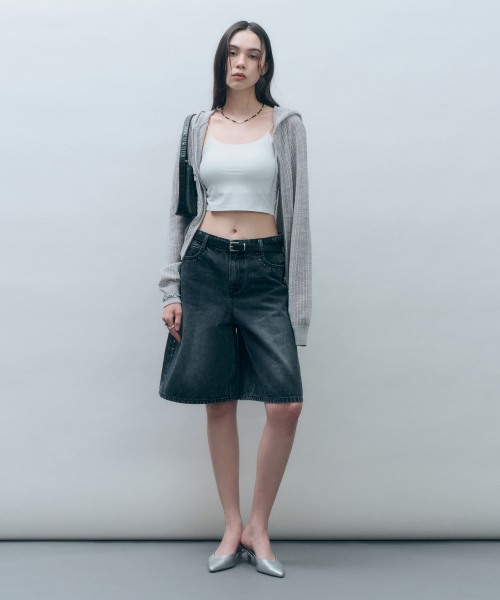 Вязаный крючком худи на молнии Light Grey MDCD040LGRAY