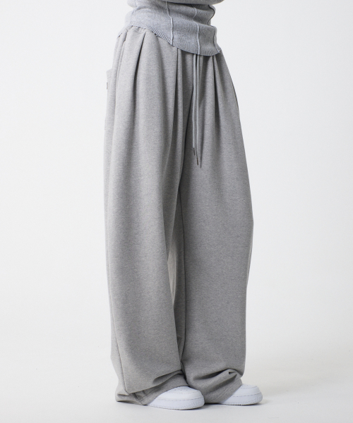 Широкие спортивные брюки с защипами (Grey)