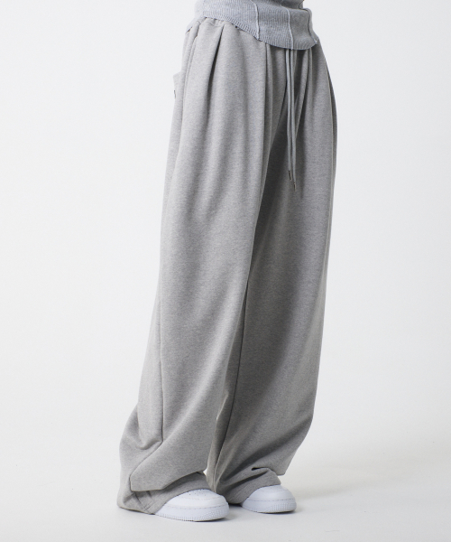 Широкие спортивные брюки с защипами (Grey)