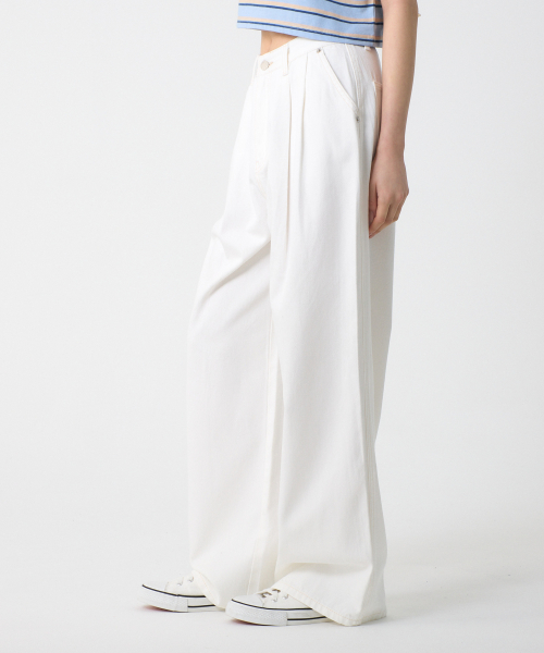 Широкие хлопковые брюки с двумя защипами White