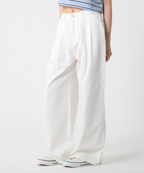 Широкие хлопковые брюки с двумя защипами White