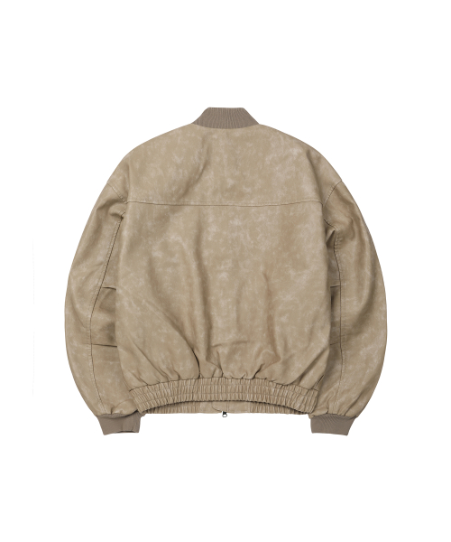 Washed Faux Leather Blouson [BEIGE]_SEJK024BEIGE